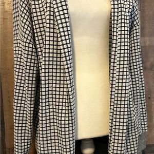 Chic Black and White Checkered Women's Blazer